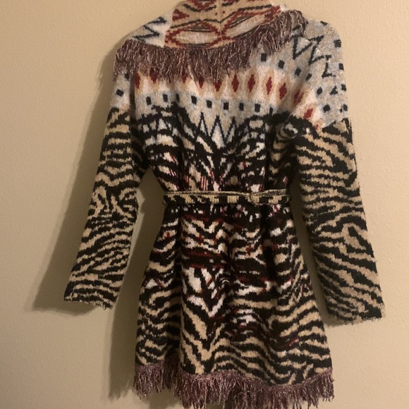 Anthropologie Paloma fringe cardigan animal print long cardigan M - Picture 9 of 9